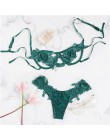 COLROVIE zielona w kwiaty uprząż aplikacje koronkowa seksowna komplet bielizny damskiej Intimates 2019 czarna bielizna damska bi
