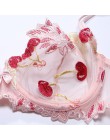 Bielizna damska różowy biustonosz i zestaw fig zestaw przejrzystych biustonoszy bielizna Kawaii Cherry hafty bielizna damska biu