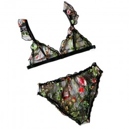 Bielizna Sexy biustonosz zestaw kobiet kwiat haft Sling koronkowa bielizna biustonosze plus size seksowna bielizna nocna bielizn