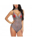 Bielizna Sexy biustonosz zestaw syjamski Sexy kobiet koronki Sling z dekoltem w kształcie litery v body Teddy haft bielizna nocn