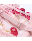 Bielizna damska różowy biustonosz i zestaw fig zestaw przejrzystych biustonoszy bielizna Kawaii Cherry hafty bielizna damska biu