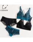 CINOON 2019 Fashion Sexy komplet bielizny koronkowy zestaw z haftowanym biustonoszem biustonosze bez fiszbin dla kobiet bielizna