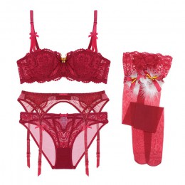 Varsbaby sexy boże narodzenie w stylu nisko zabudowany bielizna komplet biustonosz push-up 4 sztuk biustonosze + majtki + podwią