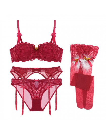 Varsbaby sexy boże narodzenie w stylu nisko zabudowany bielizna komplet biustonosz push-up 4 sztuk biustonosze + majtki + podwią