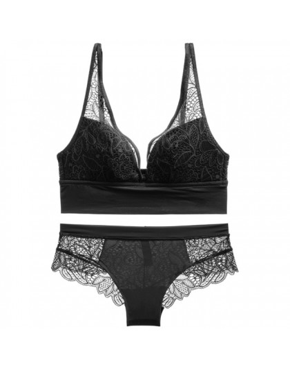 CINOON 2019 Fashion Sexy komplet bielizny koronkowy zestaw z haftowanym biustonoszem biustonosze bez fiszbin dla kobiet bielizna