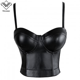 Wechery damskie skórzane topy biustonoszowe gotyckie biustonosze Push Up stanik seksowna bielizna gorset Hot Fashion Party biust