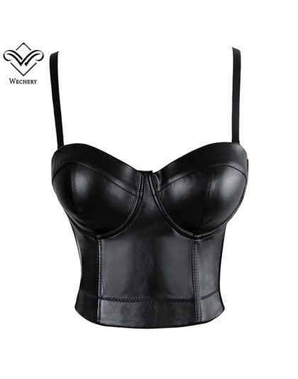 Wechery damskie skórzane topy biustonoszowe gotyckie biustonosze Push Up stanik seksowna bielizna gorset Hot Fashion Party biust
