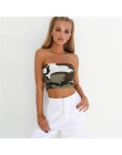 Nowych kobiet dorywczo bez ramiączek gorset krótki top Bodycon Bandeau Camisole kamuflaż Tank topy typu tuba modna koszula