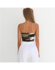 Nowych kobiet dorywczo bez ramiączek gorset krótki top Bodycon Bandeau Camisole kamuflaż Tank topy typu tuba modna koszula