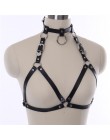 Body do Bondage Pu skórzana uprząż pas kobiet czarne seksowne topy klatka biustonosz BDSM Bondage uprząż Goth Pentagram pełna ta