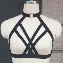Kobiety nowy czarny uprząż klatka biustonosz egzotyczna odzież Gothic Harajuku seksowna bielizna cosplay bondage uprząż suknie b