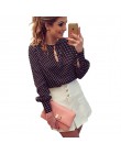 2019 New Arrival kobiety topy Casual O-Neck bluzki z długimi rękawami wiosna lato szyfonowa Polka kropki koszula