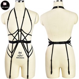 Goth Pentagram szelki zestaw Punk Pole Dance stanik z uprzężą Rave Pentagram podwiązka na nogę pas Bondage seksowna bielizna Bod