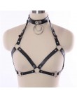 Body do Bondage Pu skórzana uprząż pas kobiet czarne seksowne topy klatka biustonosz BDSM Bondage uprząż Goth Pentagram pełna ta