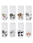 Nowe skarpety bawełniane 3D drukowane Zebra kobiety Cartoon jednorożec śmieszne krótkie skarpetki Puppy Panda Swag kostki skarpe