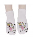 Nowe skarpety bawełniane 3D drukowane Zebra kobiety Cartoon jednorożec śmieszne krótkie skarpetki Puppy Panda Swag kostki skarpe