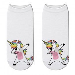 Nowe skarpety bawełniane 3D drukowane Zebra kobiety Cartoon jednorożec śmieszne krótkie skarpetki Puppy Panda Swag kostki skarpe