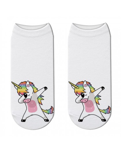 Nowe skarpety bawełniane 3D drukowane Zebra kobiety Cartoon jednorożec śmieszne krótkie skarpetki Puppy Panda Swag kostki skarpe