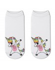 Nowe skarpety bawełniane 3D drukowane Zebra kobiety Cartoon jednorożec śmieszne krótkie skarpetki Puppy Panda Swag kostki skarpe