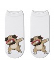 Nowe skarpety bawełniane 3D drukowane Zebra kobiety Cartoon jednorożec śmieszne krótkie skarpetki Puppy Panda Swag kostki skarpe