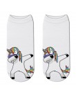 Nowe skarpety bawełniane 3D drukowane Zebra kobiety Cartoon jednorożec śmieszne krótkie skarpetki Puppy Panda Swag kostki skarpe