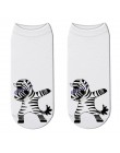 Nowe skarpety bawełniane 3D drukowane Zebra kobiety Cartoon jednorożec śmieszne krótkie skarpetki Puppy Panda Swag kostki skarpe