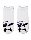 Nowe skarpety bawełniane 3D drukowane Zebra kobiety Cartoon jednorożec śmieszne krótkie skarpetki Puppy Panda Swag kostki skarpe