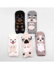 Bawełniane skarpety damskie słodki mops pies kot Fox śliczne skarpetki Lolita krótkie bambusowe Kawaii Hipster damskie skarpety 