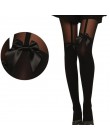 Sexy pończoch Sheer pończochy rajstopy tatuaż kokarda kobiety jedwabne rajstopy Vintage kobiece wyroby pończosznicze Collant Fem