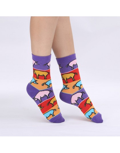 Modeager marka z japonii harajuku świnia Flamingo dinozaur kot Fox zwierzęta kobiety skarpetki Kawaii śliczne kobiety Cartoon śm