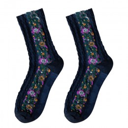 Skarpety damskie bawełniane Euramerican w stylu etnicznym kwiaty jesienne i zimowe damskie skarpety ciepłe i słodkie 2019 New Fa