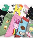 Moda kolorowe śliczne miękkie nowość bawełna kobiety skarpetki Cartoon Kawaii śmieszne jednorożec mleko czaszka kot dinozaur róż