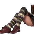 Dzianinowe ogrzewacze na nogi w kolorowe folkowe wzory ciepłe zimowe jesienne getry do kolan modne