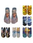 Van Gogh obraz olejny skarpetki damskie Chic Art śmieszne wzorzyste modne krótkie skarpetki klasyczne unikalne fajne skarpetki d