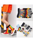 Harajuku Happy Funny skarpetki damskie śliczne bawełniane w paski Dot nowość kobiety skarpetki modne skarpetki męskie śmieszne R