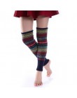 Dzianinowe ogrzewacze na nogi w kolorowe folkowe wzory ciepłe zimowe jesienne getry do kolan modne