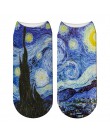 Van Gogh obraz olejny skarpetki damskie Chic Art śmieszne wzorzyste modne krótkie skarpetki klasyczne unikalne fajne skarpetki d
