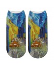 Van Gogh obraz olejny skarpetki damskie Chic Art śmieszne wzorzyste modne krótkie skarpetki klasyczne unikalne fajne skarpetki d