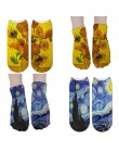 Van Gogh obraz olejny skarpetki damskie Chic Art śmieszne wzorzyste modne krótkie skarpetki klasyczne unikalne fajne skarpetki d