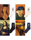 90S 80S moda kobiety dziewczęta estetyczne Mona Lisa obraz van gogha skarpetki 5 kolory 200 igły dziania bawełna Retro śmieszne 