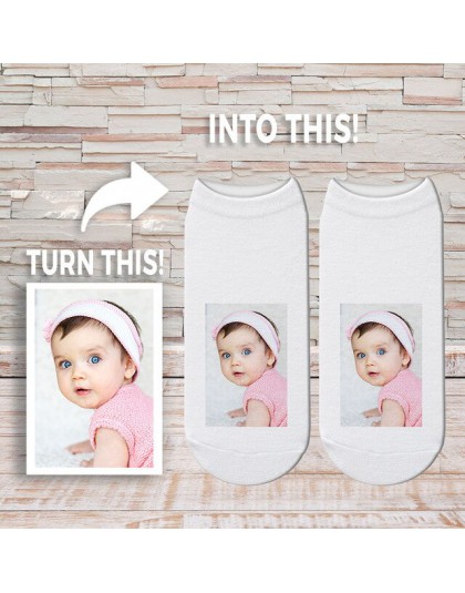 Niestandardowe zdjęcie twarzy skarpetki zabawny prezent spersonalizowane zdjęcie skarpety 3D drukowane krótkie skarpetki Kawaii 