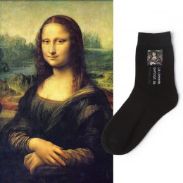 90S 80S moda kobiety dziewczęta estetyczne Mona Lisa obraz van gogha skarpetki 5 kolory 200 igły dziania bawełna Retro śmieszne 