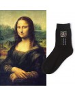 90S 80S moda kobiety dziewczęta estetyczne Mona Lisa obraz van gogha skarpetki 5 kolory 200 igły dziania bawełna Retro śmieszne 