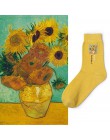90S 80S moda kobiety dziewczęta estetyczne Mona Lisa obraz van gogha skarpetki 5 kolory 200 igły dziania bawełna Retro śmieszne 