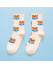 Japoński koreański styl kreskówka kwiat urocze skarpetki kobiety Streetwear Skate Harajuku Kawaii skarpetki jesień 38
