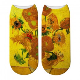 Van Gogh obraz olejny skarpetki damskie Chic Art śmieszne wzorzyste modne krótkie skarpetki klasyczne unikalne fajne skarpetki d