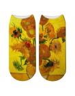Van Gogh obraz olejny skarpetki damskie Chic Art śmieszne wzorzyste modne krótkie skarpetki klasyczne unikalne fajne skarpetki d