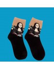 90S 80S moda kobiety dziewczęta estetyczne Mona Lisa obraz van gogha skarpetki 5 kolory 200 igły dziania bawełna Retro śmieszne 