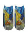 Van Gogh obraz olejny skarpetki damskie Chic Art śmieszne wzorzyste modne krótkie skarpetki klasyczne unikalne fajne skarpetki d