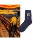 90S 80S moda kobiety dziewczęta estetyczne Mona Lisa obraz van gogha skarpetki 5 kolory 200 igły dziania bawełna Retro śmieszne 